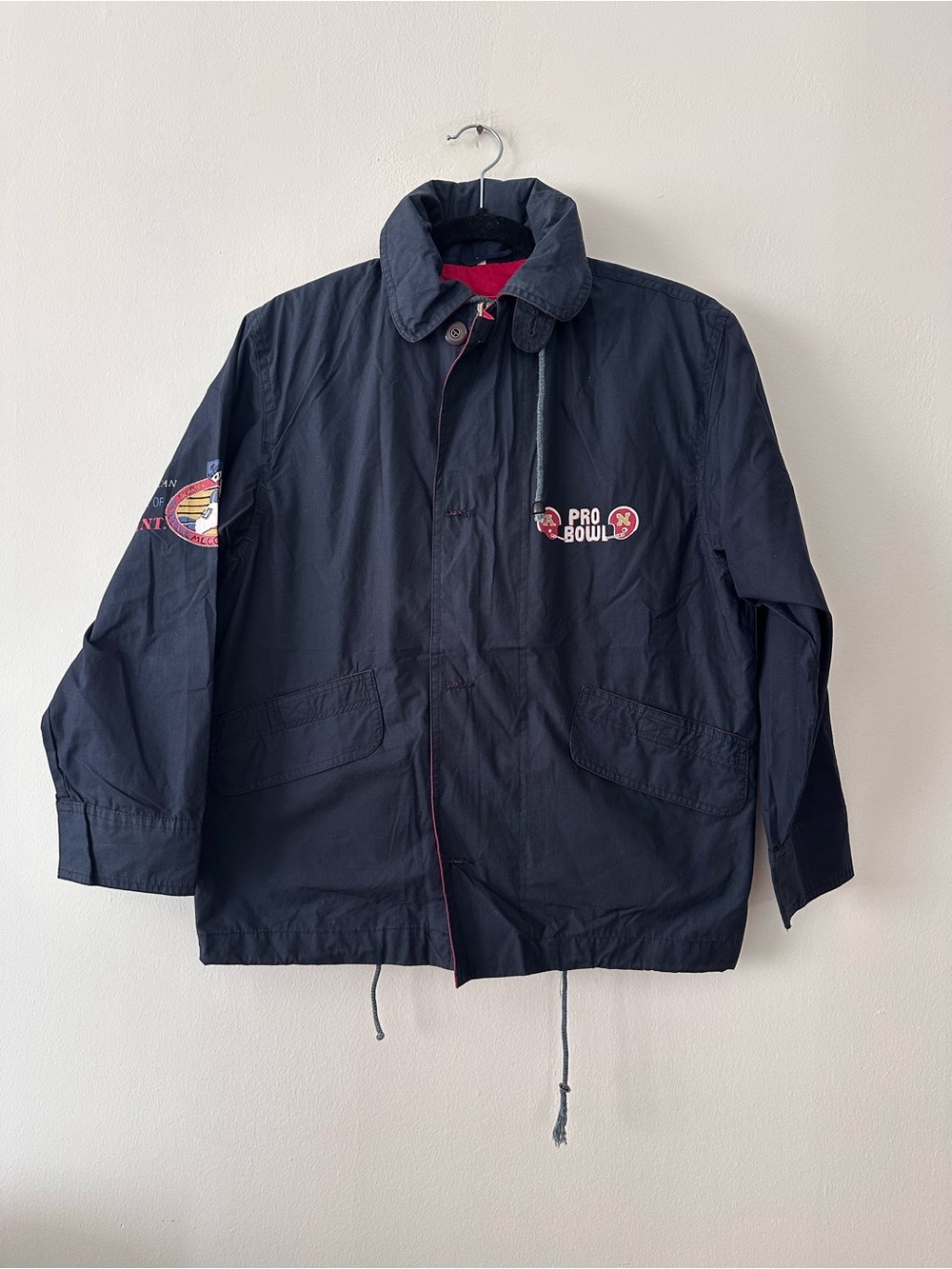 Vintage Meccano by Preca Pro Bowl Jacket Navy Blue Embroidered Size 38